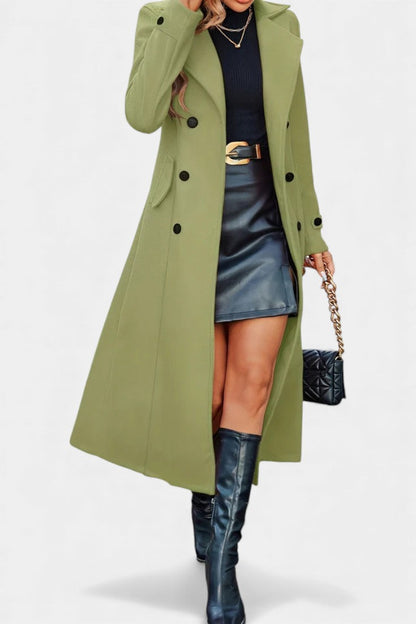 Naïssa | Manteau Long Croisé à Revers Crantés