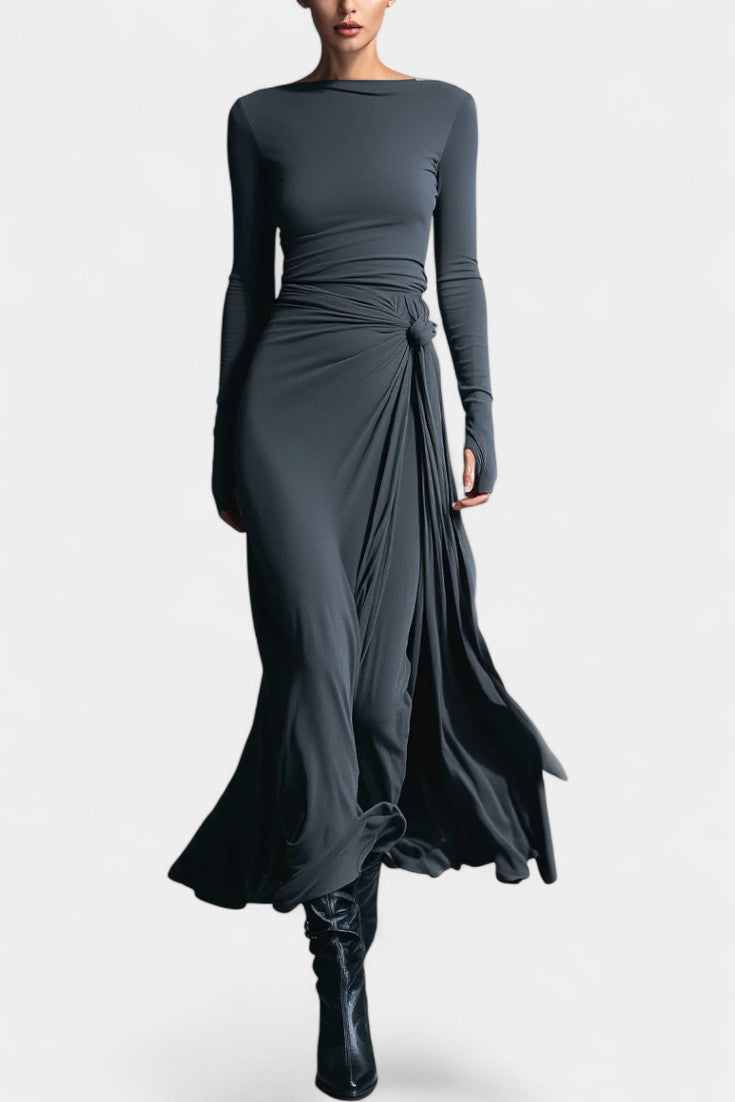 Armelle | Robe Longue Portefeuille Nouée