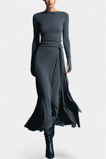 Armelle | Robe Longue Portefeuille Nouée