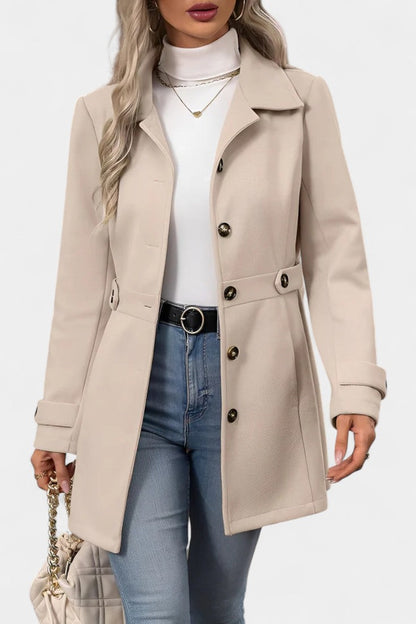 Cléophée | Manteau Mi-Long Élégant à Ceinture Ajustable