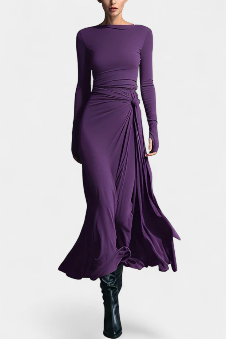 Armelle | Robe Longue Portefeuille Nouée