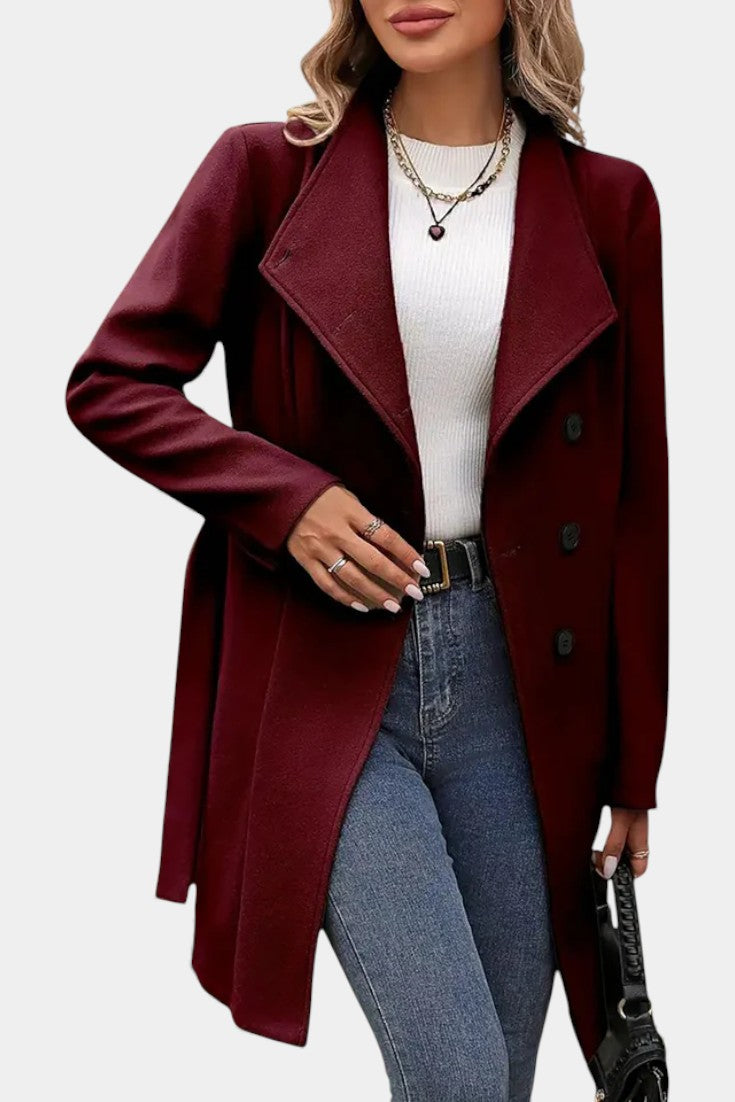Yuliana | Manteau Long à Boutons et Taille Nouée
