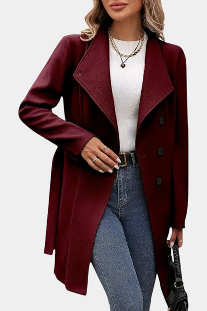 Yuliana | Manteau Long à Boutons et Taille Nouée