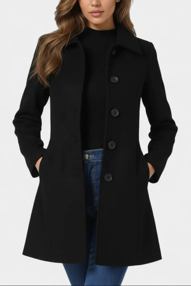 Louane | Manteau d'Hiver à Simple Boutonnage et Taille Cintrée