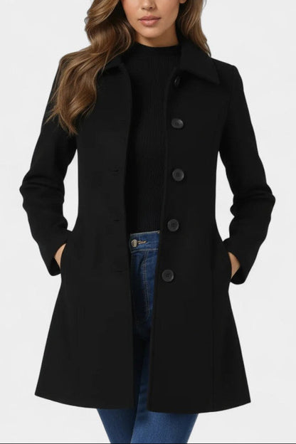 Louane | Manteau d'Hiver à Simple Boutonnage et Taille Cintrée