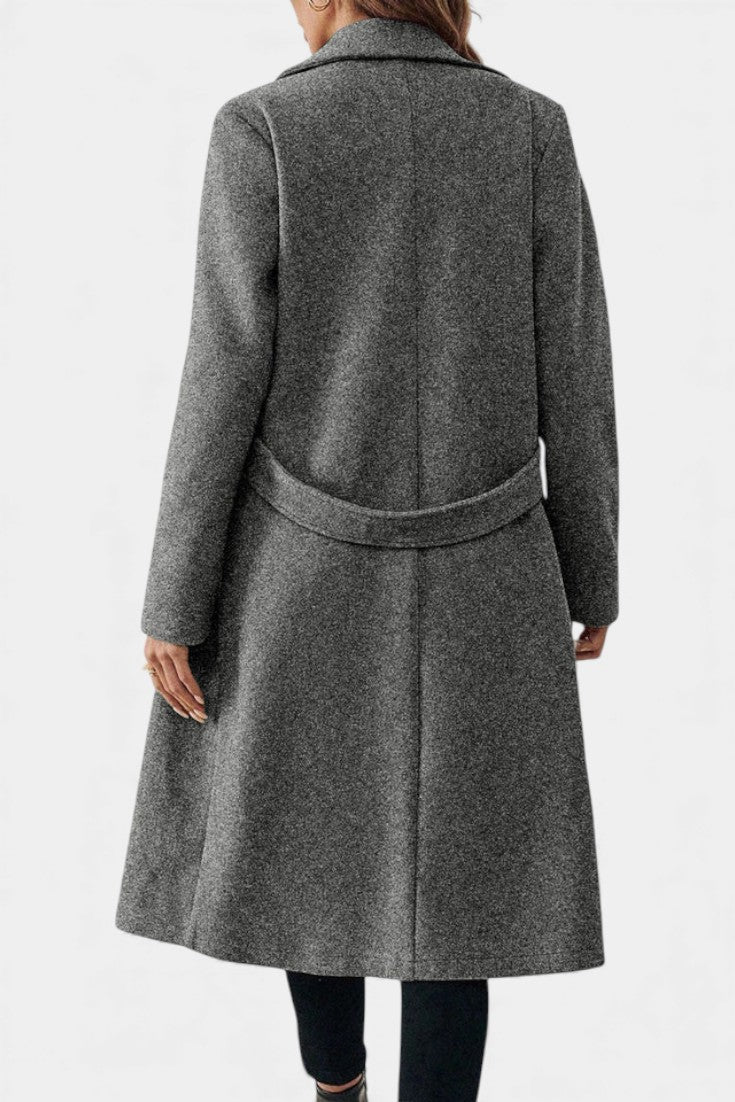 Hédia | Manteau Croisé Mi-Long à Revers Classiques