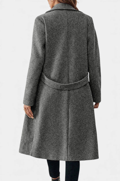 Hédia | Manteau Croisé Mi-Long à Revers Classiques