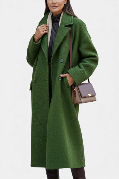 Camile | Manteau Long Oversize à Double Boutonnage et Col à Revers