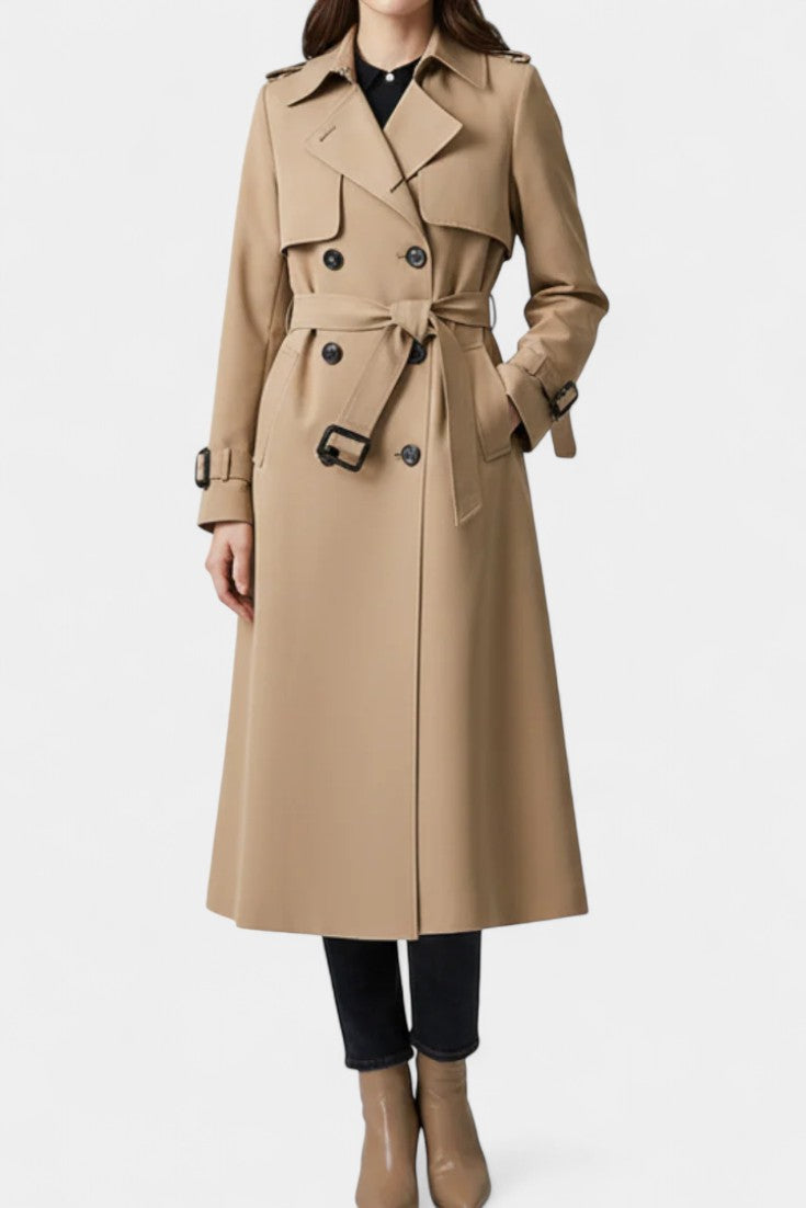 Romane | Manteau Long Ceinturé à Double Boutonnage