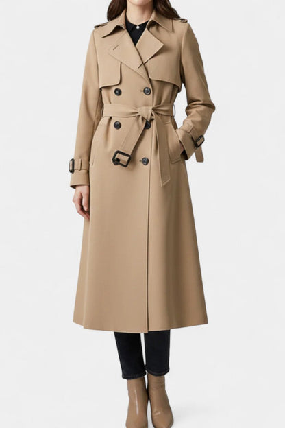 Romane | Manteau Long Ceinturé à Double Boutonnage