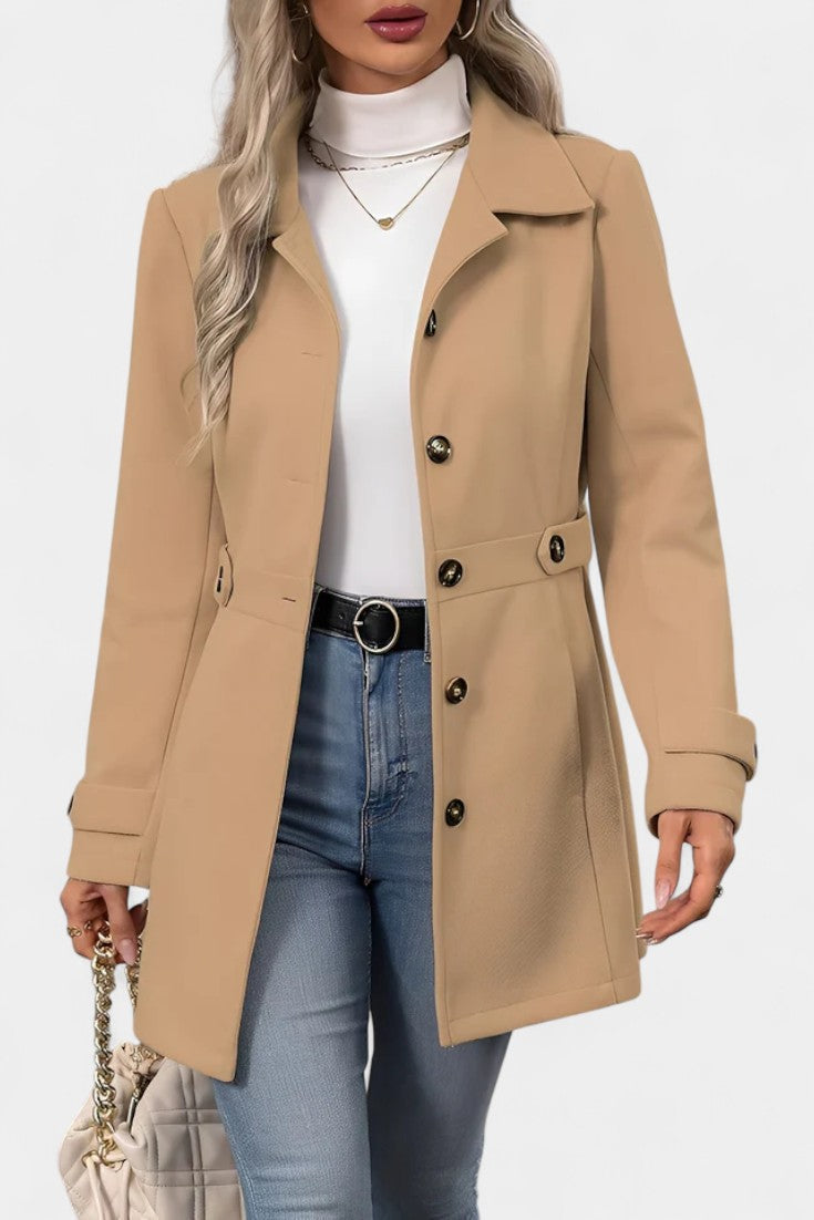 Cléophée | Manteau Mi-Long Élégant à Ceinture Ajustable