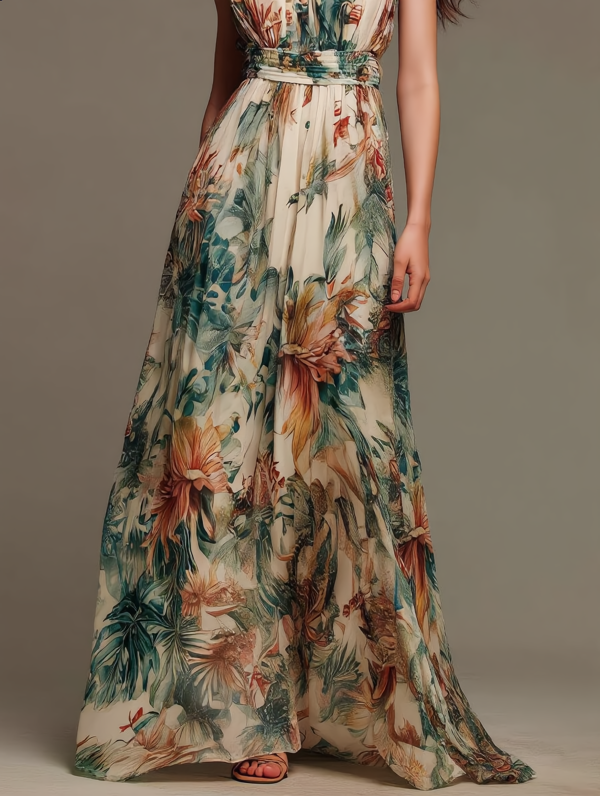 Evelyn | Robe Longue Botanique Tropicale