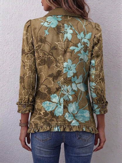 Bianca | Veste Bohème Fleurie Vintage Dégradée à Volants