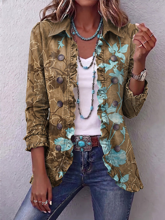 Bianca | Veste Bohème Fleurie Vintage Dégradée à Volants