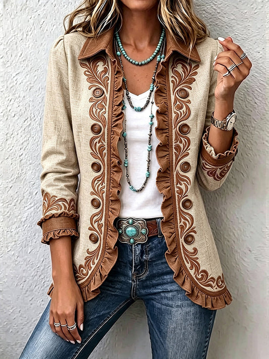 Iolanda | Veste Fleurie Brodée à Volants