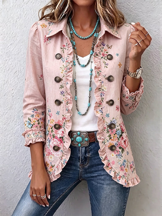 Martina | Veste Fleurie à Volants et Boutons