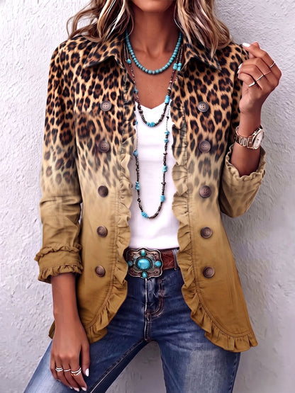Beatrice | Blazer Léopard Ombré à Volants