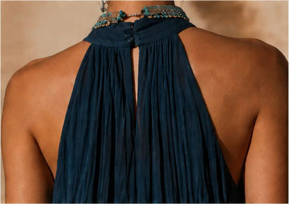 PAULA | Robe longue dégradée à col halter/V