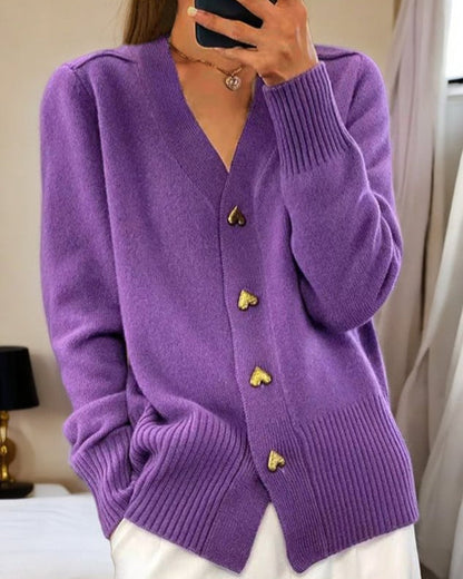 Adele | Cardigan Élégant à Boutons Cœur
